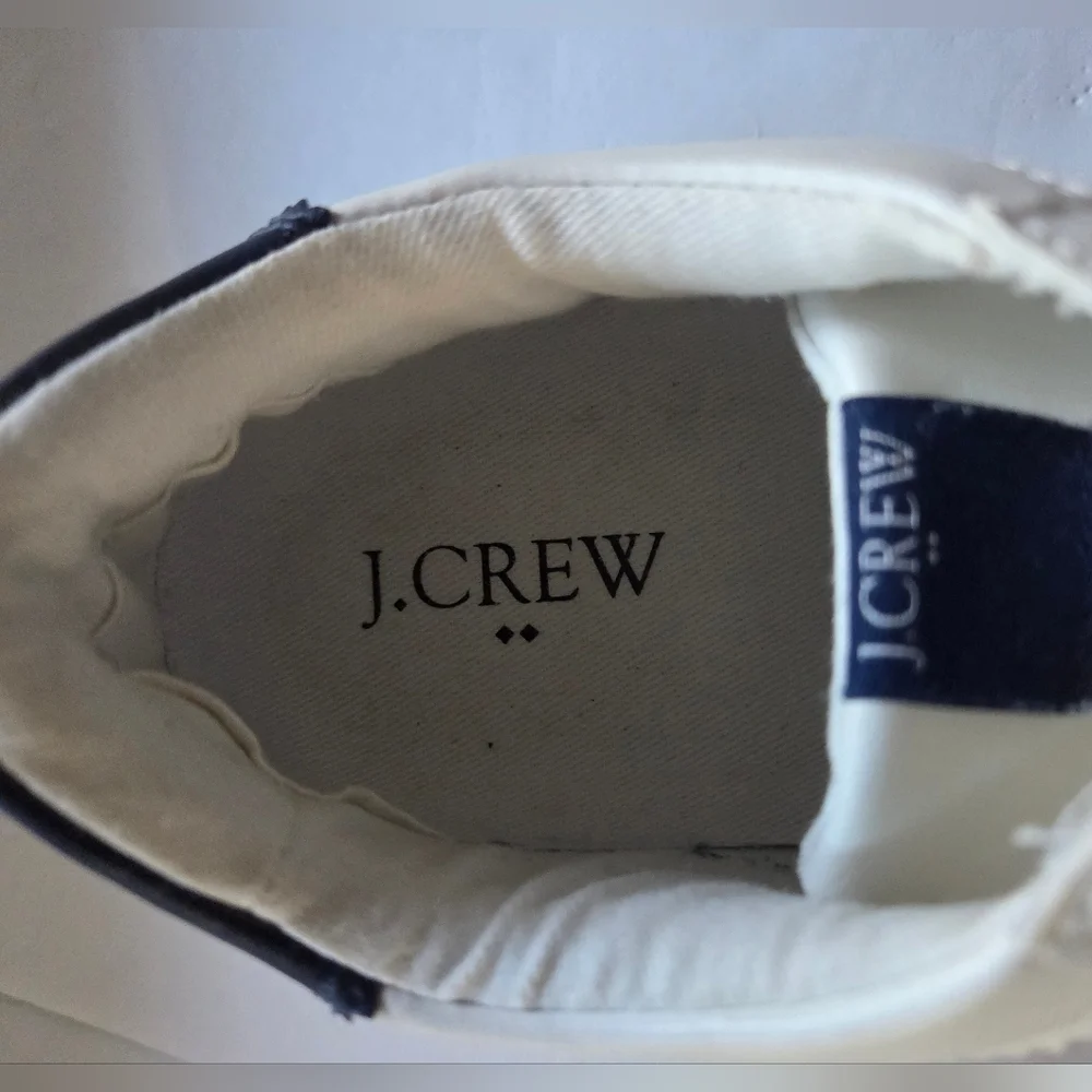 J Crew Factory Striped Road Trip Sneakers White with Multicolor Stripes Sz 7.5